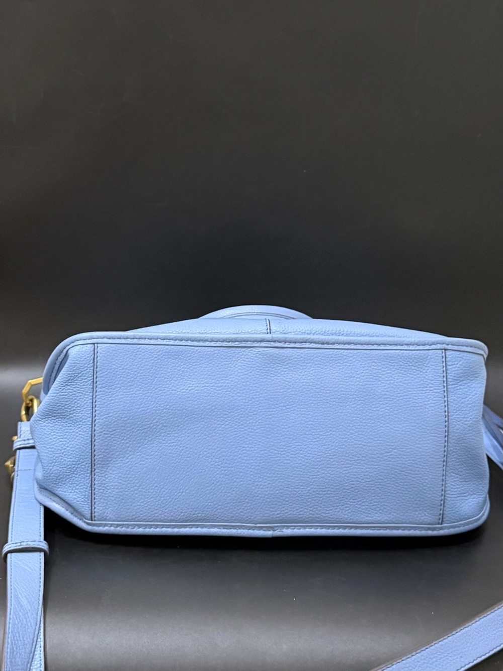 OrYANY Sarah Periwinkle Sky Blue Pebbled Leather Braided Satchel Crossbody Bag - Picture 4 of 16